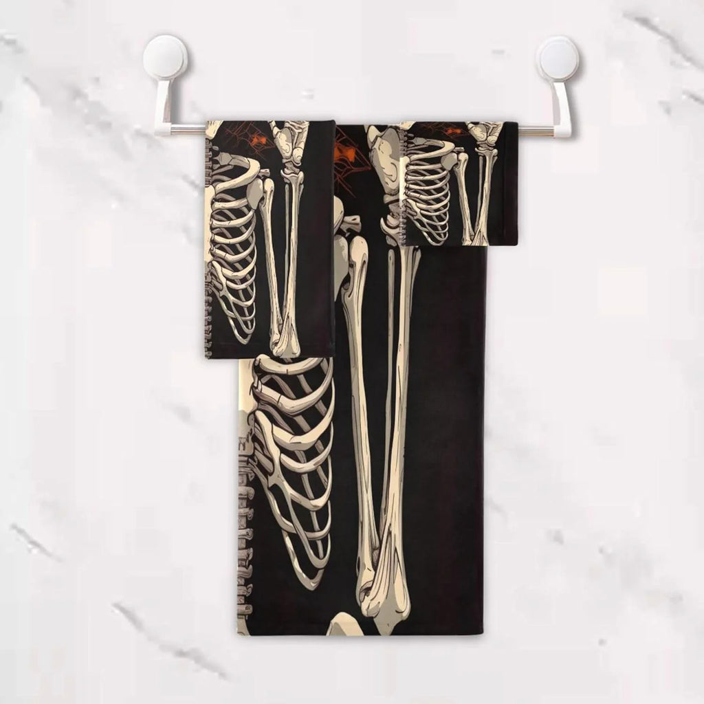 Coolnut Halloween Skeleton Bathroom Towel Set Absorbent Soft 3-Piece Bath Towel Hand Towel Washcloth Decorative Towels for Bathroom Gym Hotel Beach Swimming Pool Washcloth Gift