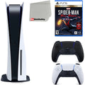 Playstation 5 Disc Version ( PS5 Disc) with Midnight Black Extra Controller, Marvel's Spider-Man: Miles Morales Ultimate Launch Edition and Microfiber Cleaning Cloth Bundle