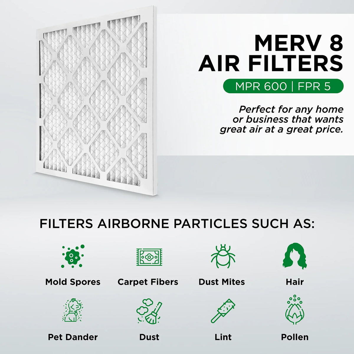 (Actual Size: 17.5 x 19.5 x 1.75 Inches). Quantity 6. Pamlico Air 18x20x2 MERV 8 Pleated AC Furnace Air Filters