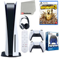 Playstation 5 Disc Version ( PS5 Disc) with White Extra Controller, Headset, Media Remote, Borderlands 3 Ultimate Edition, Accessory Starter Kit and Microfiber Cleaning Cloth Bundle