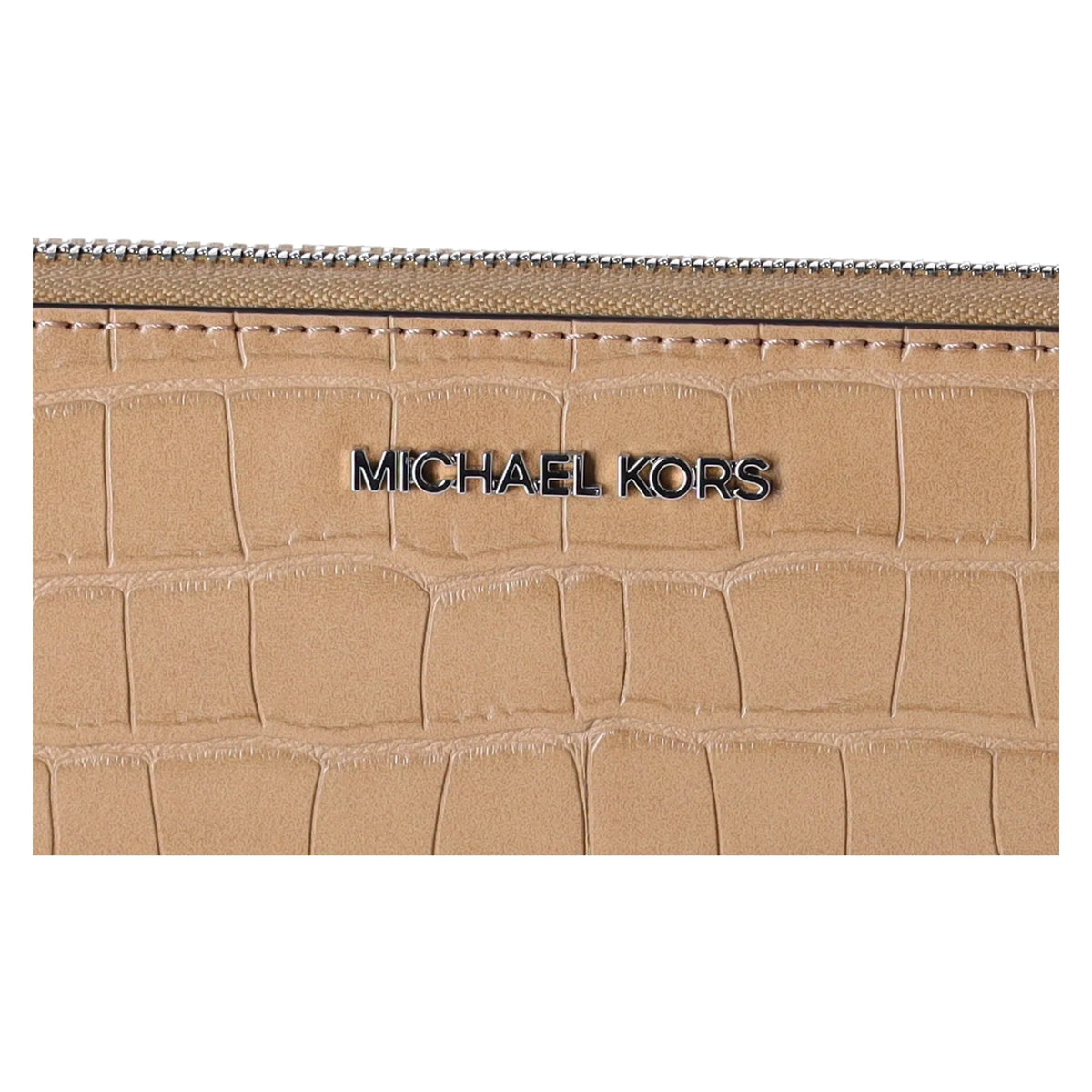 Michael Kors Jet Set Travel Large Continental Wallet Croc Embossed Camel