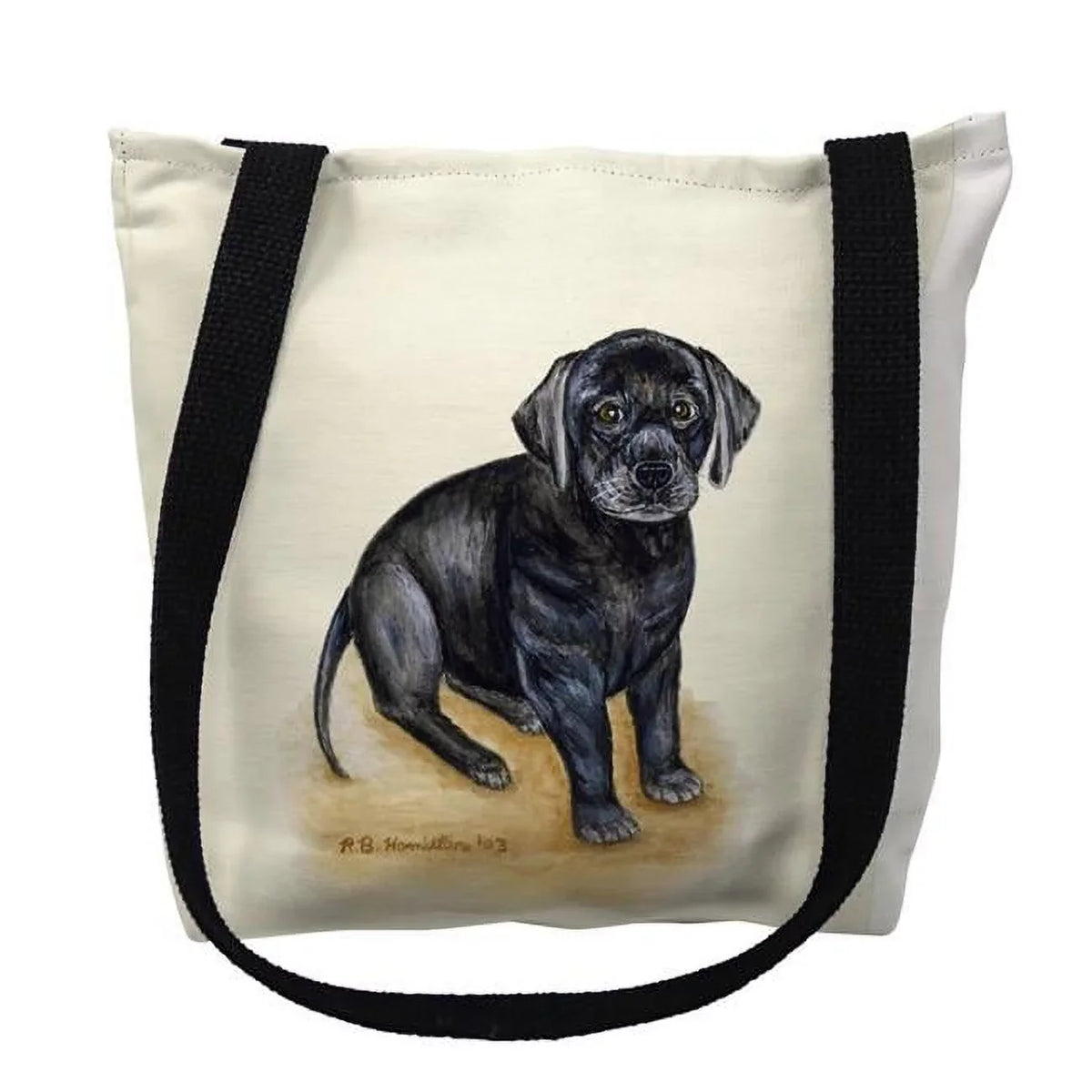 Black Lab Tote Bag - Small. Betsydrake TY069S 13 x 13 in