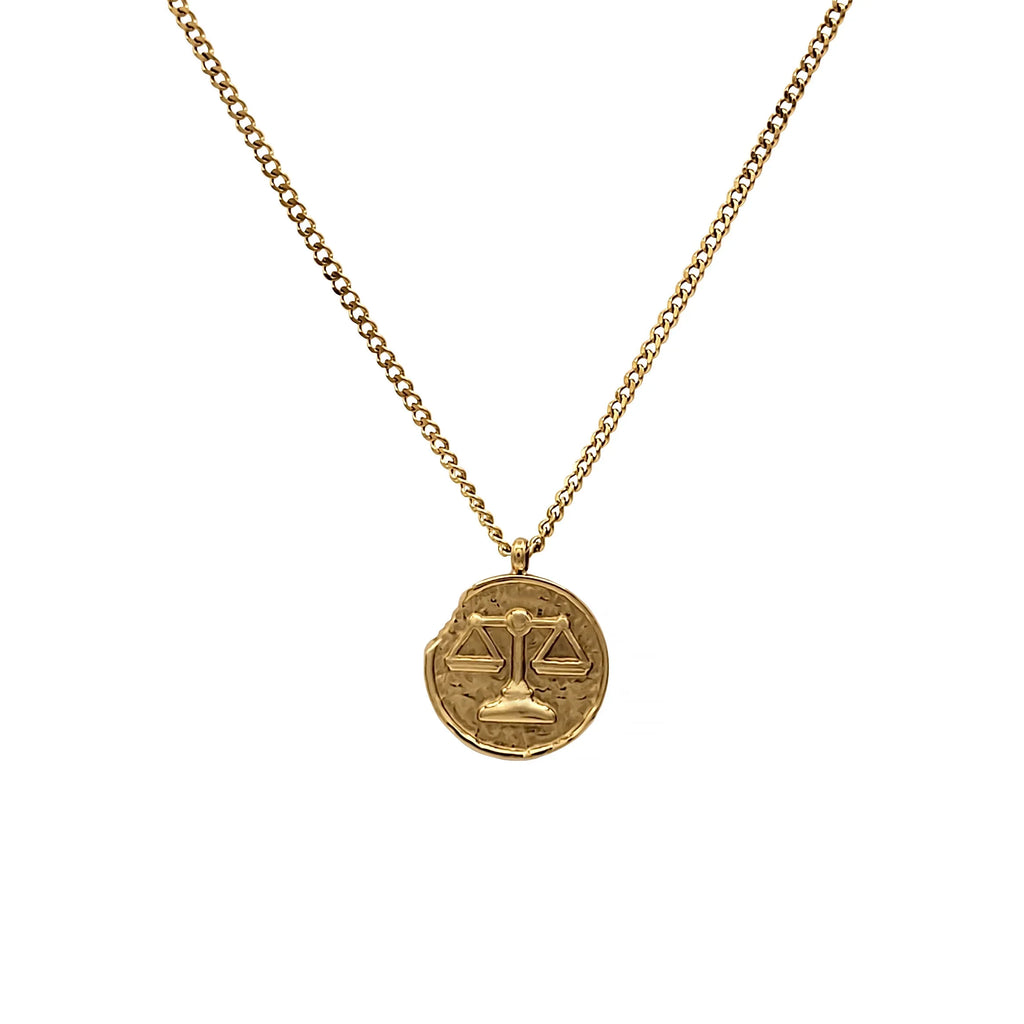Blue Box Boutique Inc Gold Stainless Steel Libra Zodiac Pendant Necklace for Women, Teens | Horoscope, Birthday Gift