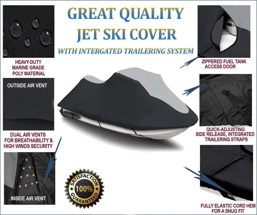 SUPER HEAVY-DUTY protector appropriate for Honda Aquatrax F12, F12X 2002 2003-2007 Jet Ski Watercraft protector Black/Grey