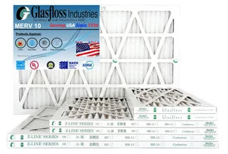 Glasfloss 18x36x1 - MERV 10 - Qty:4 - Furnace Air Filter - Made in USA (Actual Size: 17.5 x 35.5 x 7/8 inch)