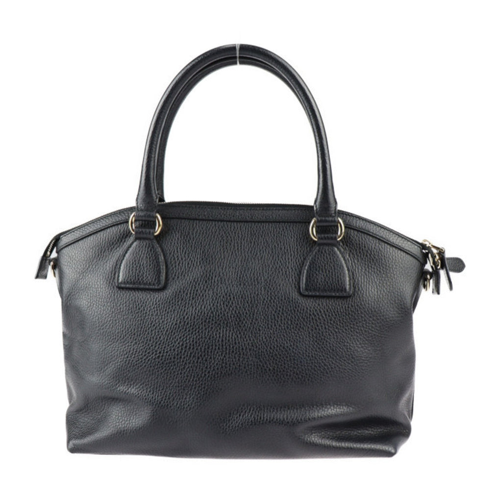Pre-Owned GUCCI Gucci Interlocking G Handbag 449651 Leather Black Gold Hardware 2WAY Tote Bag Shoulder (Good)