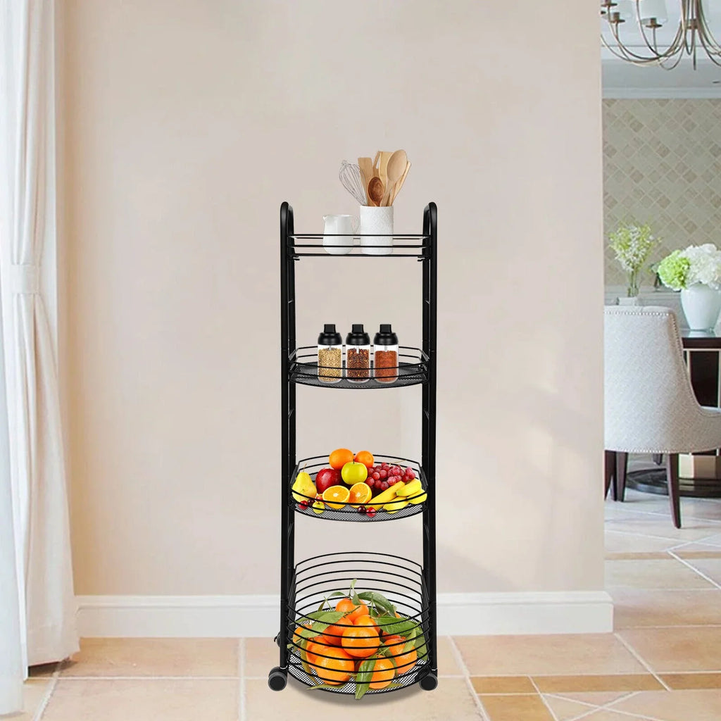 4 Tier Movable Storage Trolley Cart Utility Storage Rack Kitchen Organizer Shelf