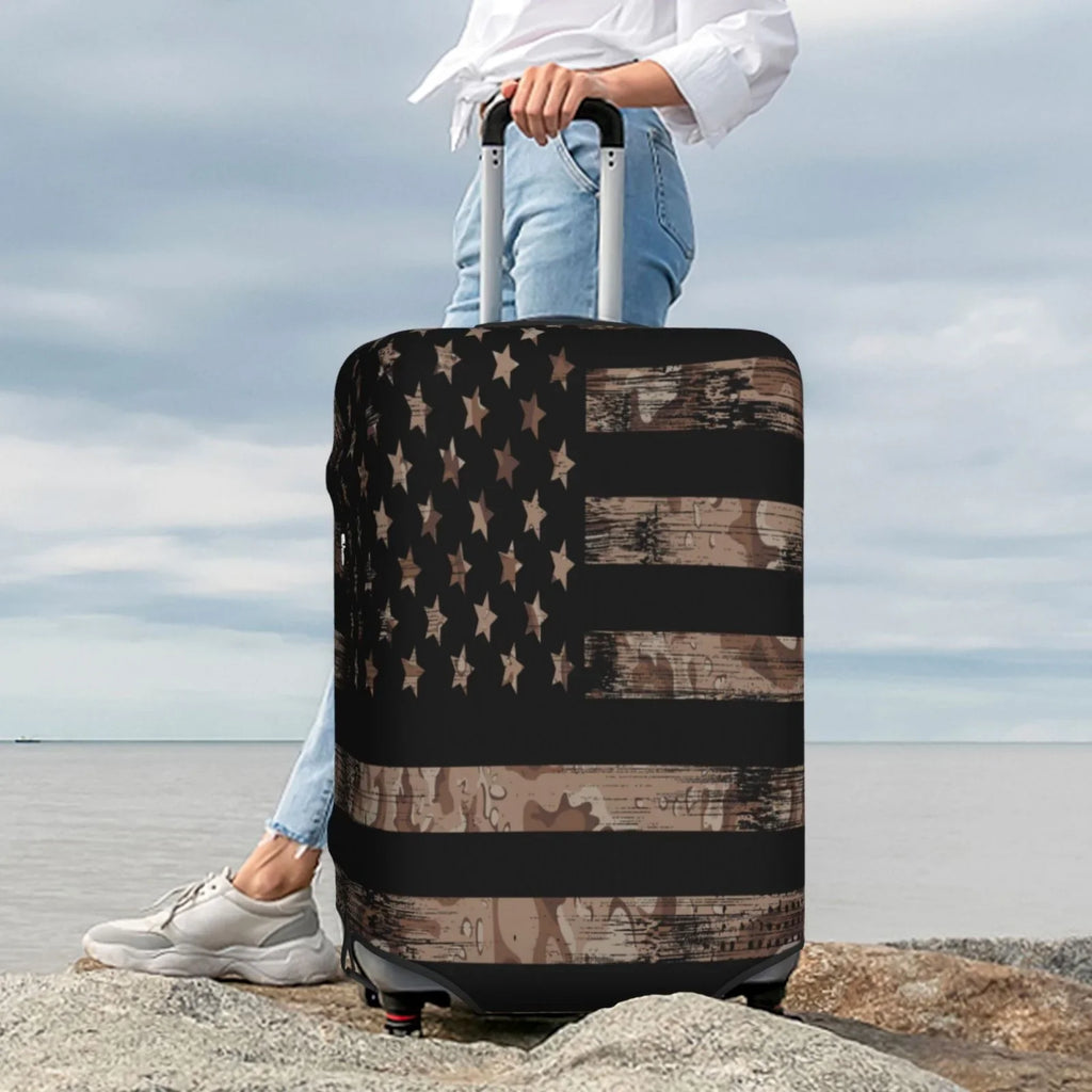 Junzan American Flag With Desert Camouflage Print Washable Luggage shield - Fashion Suitcase Protector Fits 18-32 Inch Luggage