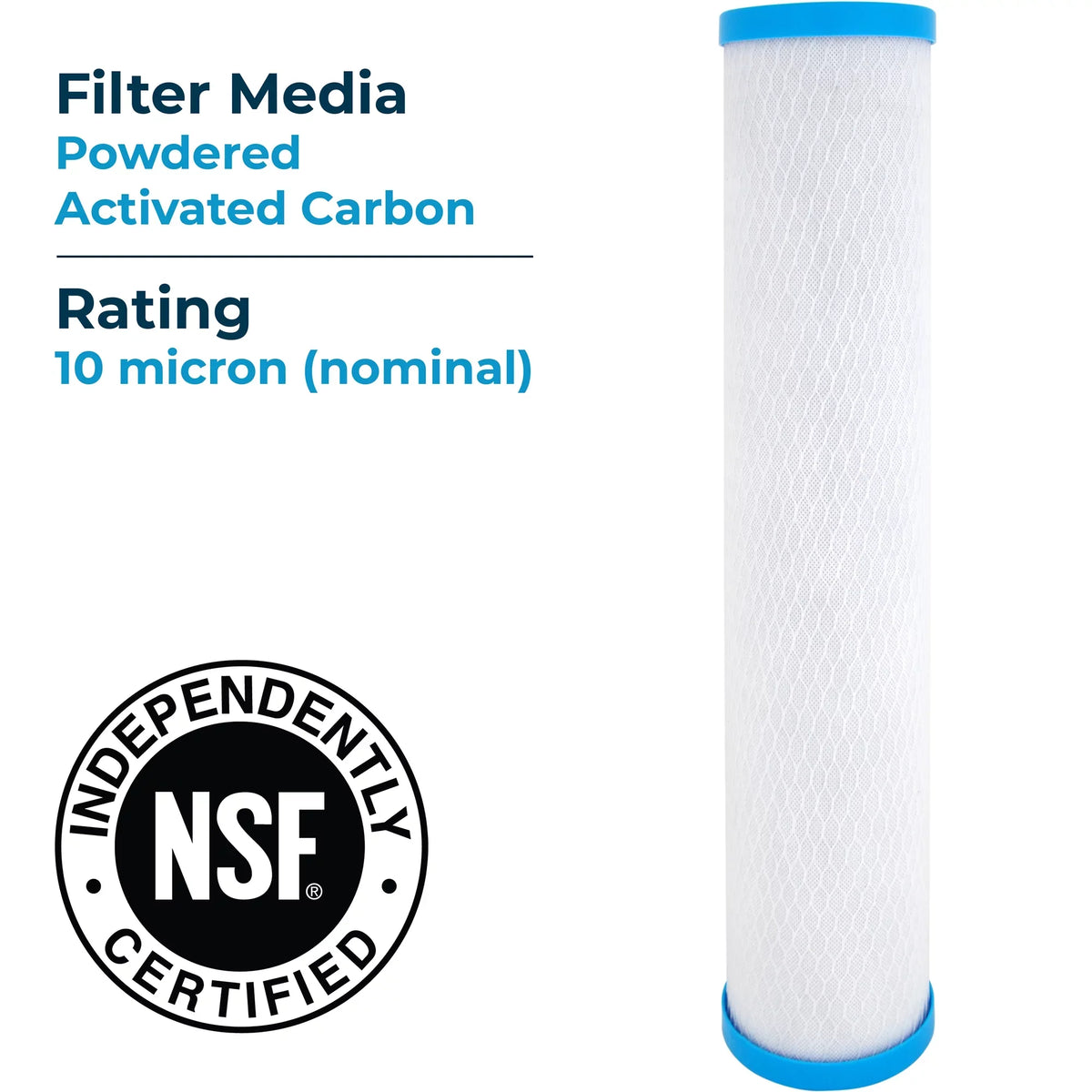 SpiroPure 20 x 4.5" PAC NSF Carbon Block aqua Filter, 10 Micron (4 Pack)