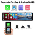 Dash Cam 3 Cameras with  CarPlay and Android Auto, 11.26" IPS Touch Screen with Bluetooth, Wireless Portable Car DVR, Reversing Camera