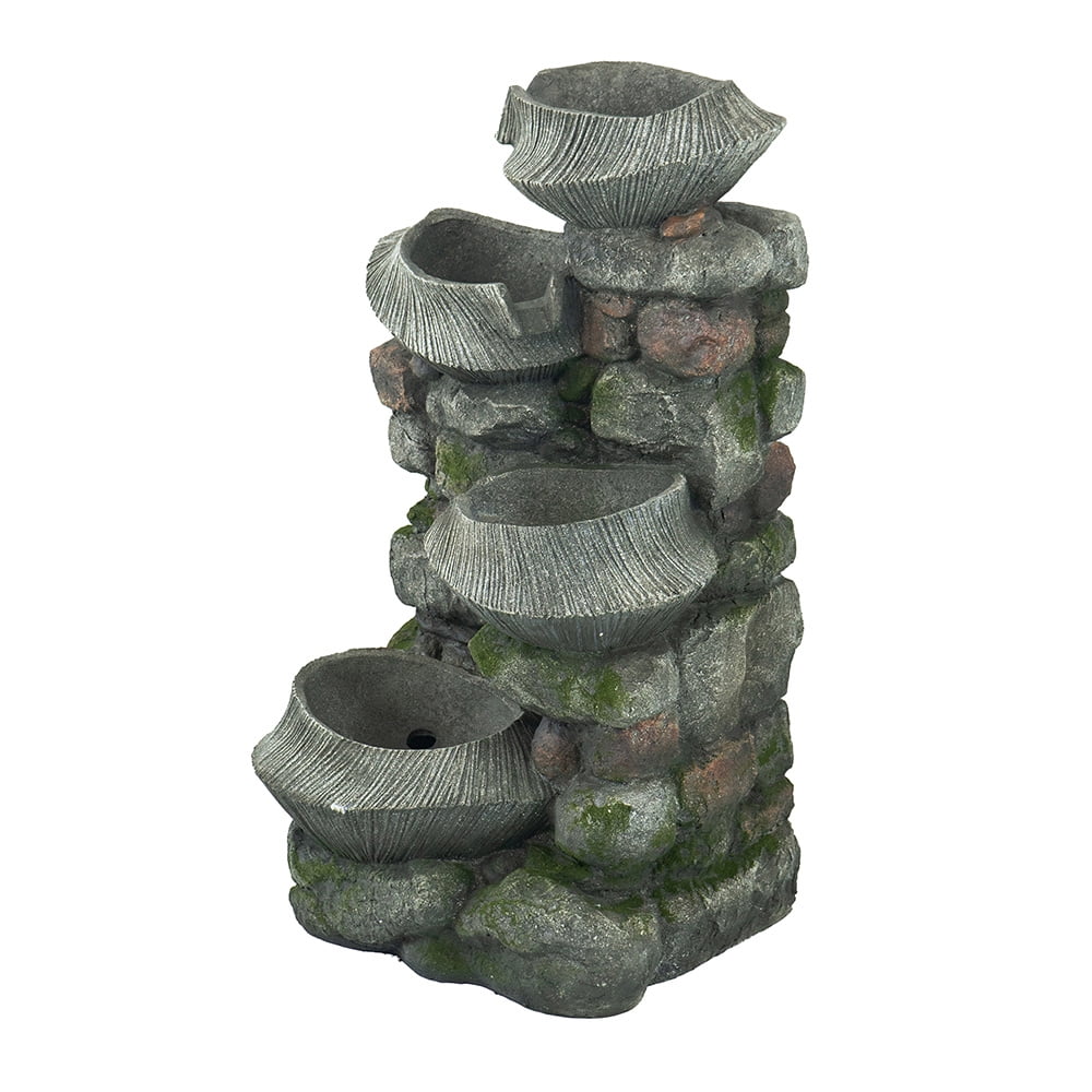 Stone aqua Fountain with LED Lights - 1 - 35.2 - Experience the tranquility of cascading liquid
