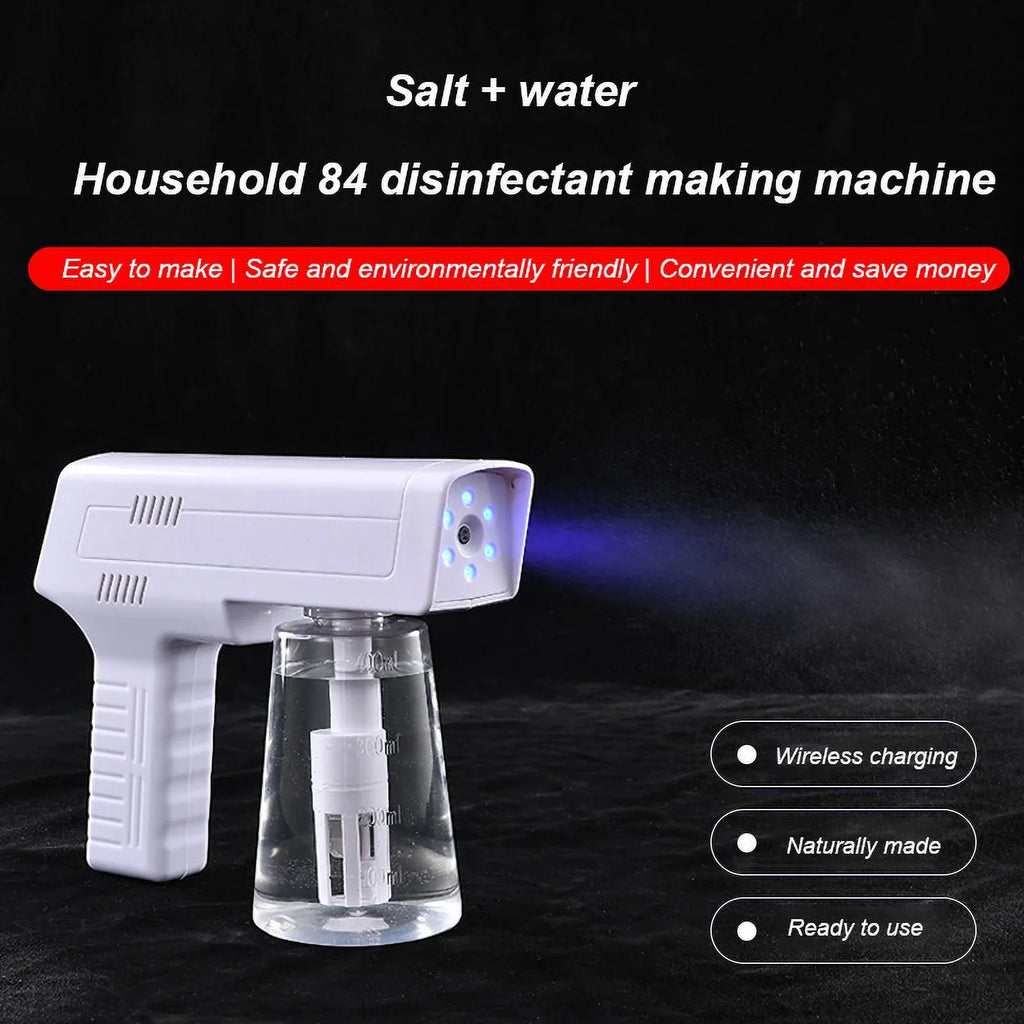 3-in-1 Disinfectant liquid Maker, Electrolysis NaClO Generator, and Blue Light Disinfection Spray Gun