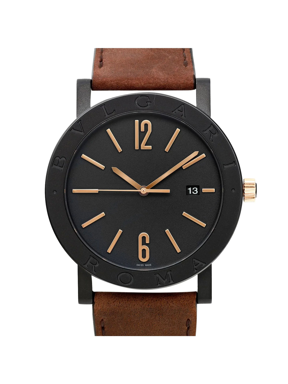 New Bvlgari Solotempo 41mm Black Dial DLC Coated Steel Automatic Watch 103219