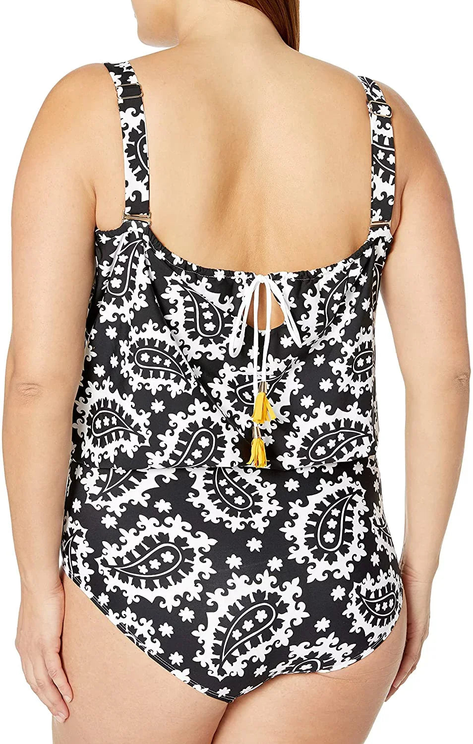 ANNE COLE Black/White Bandeau Blouson One Piece Swimsuit, US 20W, NWOT