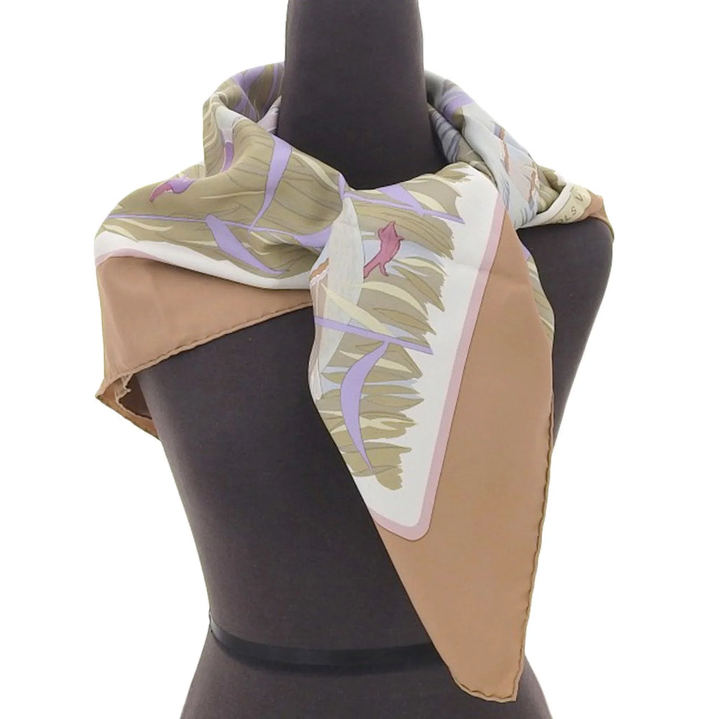 Pre-Owned Hermes HERMES Kare90 COLS VERTS Mallard Scarf Muffler Silk Orange (Good)
