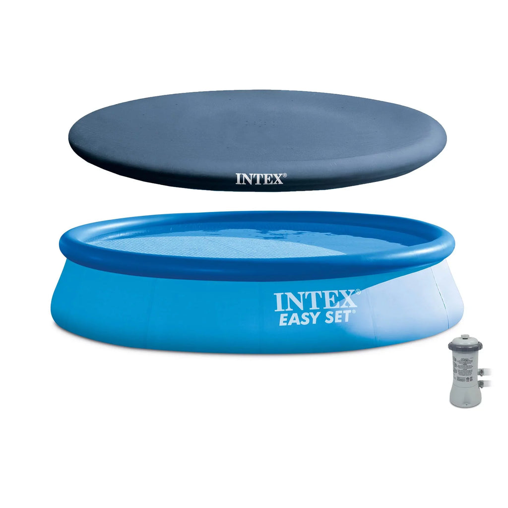 Intex 13' x 32" Easy Set Inflatable Outdoor Pool with Filter Pump & shield