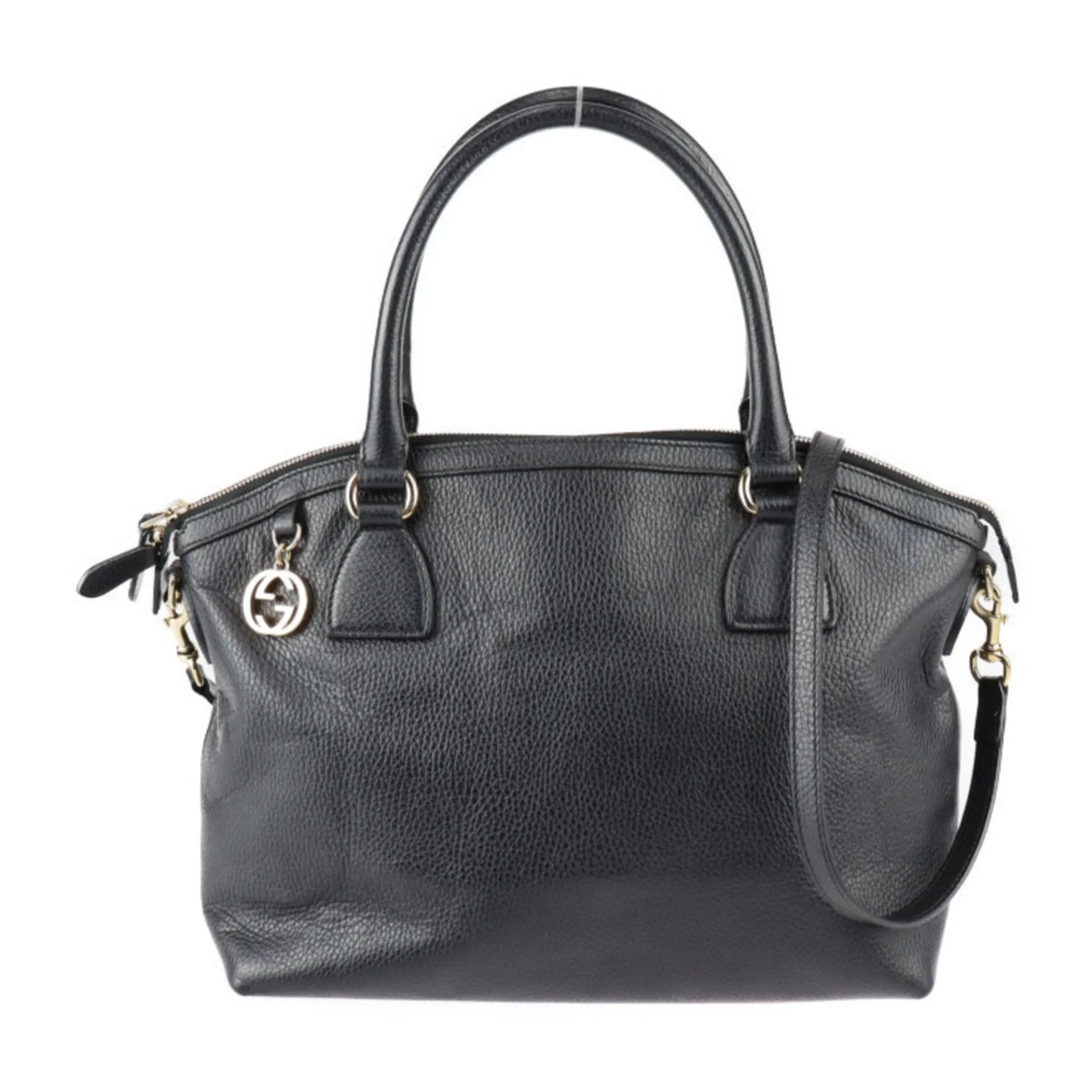Pre-Owned GUCCI Gucci Interlocking G Handbag 449651 Leather Black Gold Hardware 2WAY Tote Bag Shoulder (Good)