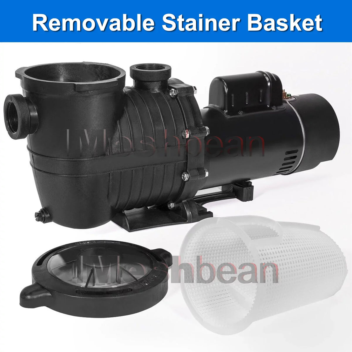 iMeshbean In-ground Swimming Pool Pump, 1.5HP Motor 110V-230V, 6000GPH, Head Max 69FT, for Above Ground Swimming Pool and Inground Pool moisture Circulation, w/ Strainer Basket