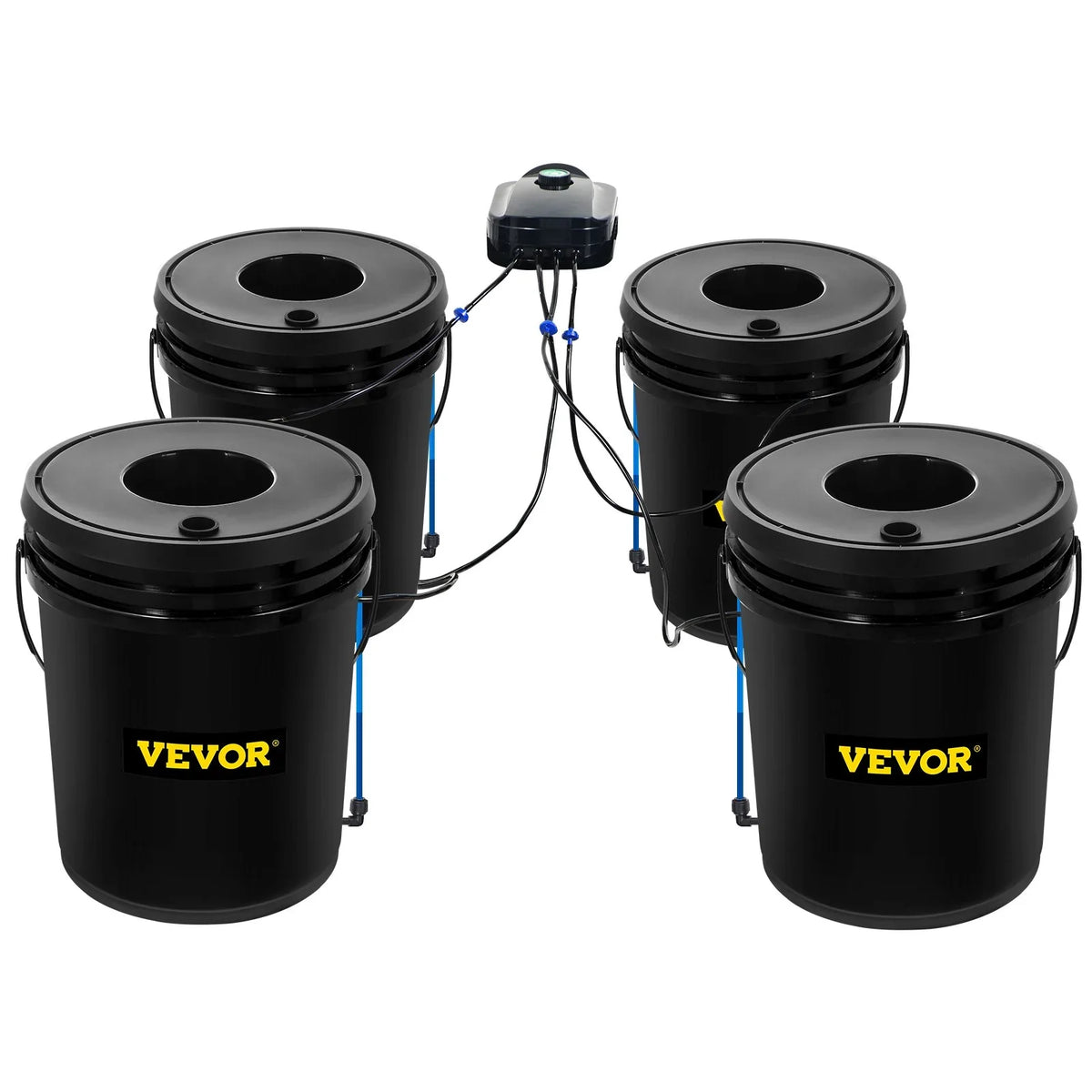 VEVOR DWC Hydroponic Grow Kit, 5-Gallon, 4-Bucket System with Pump, Air Stone & aqua Level Indicator for Indoor/Outdoor Leafy Vegetables