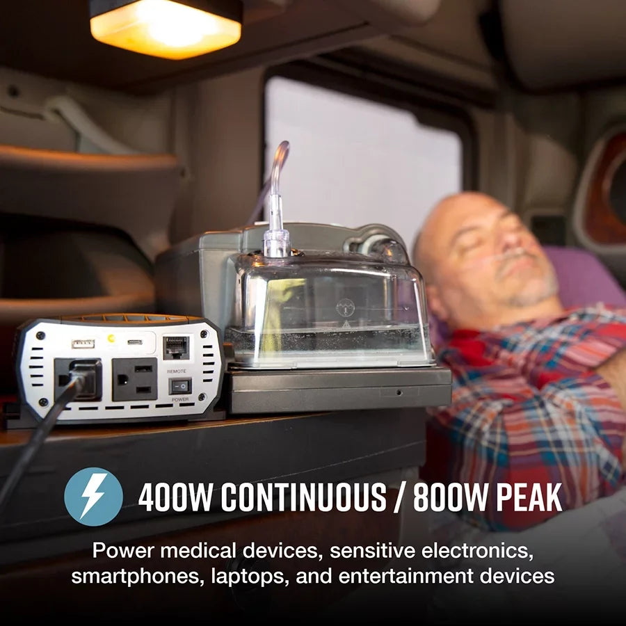 Cobra PURE SINE 400W - PURE SINE 400-Watt Power Inverter with Fast Charge USB