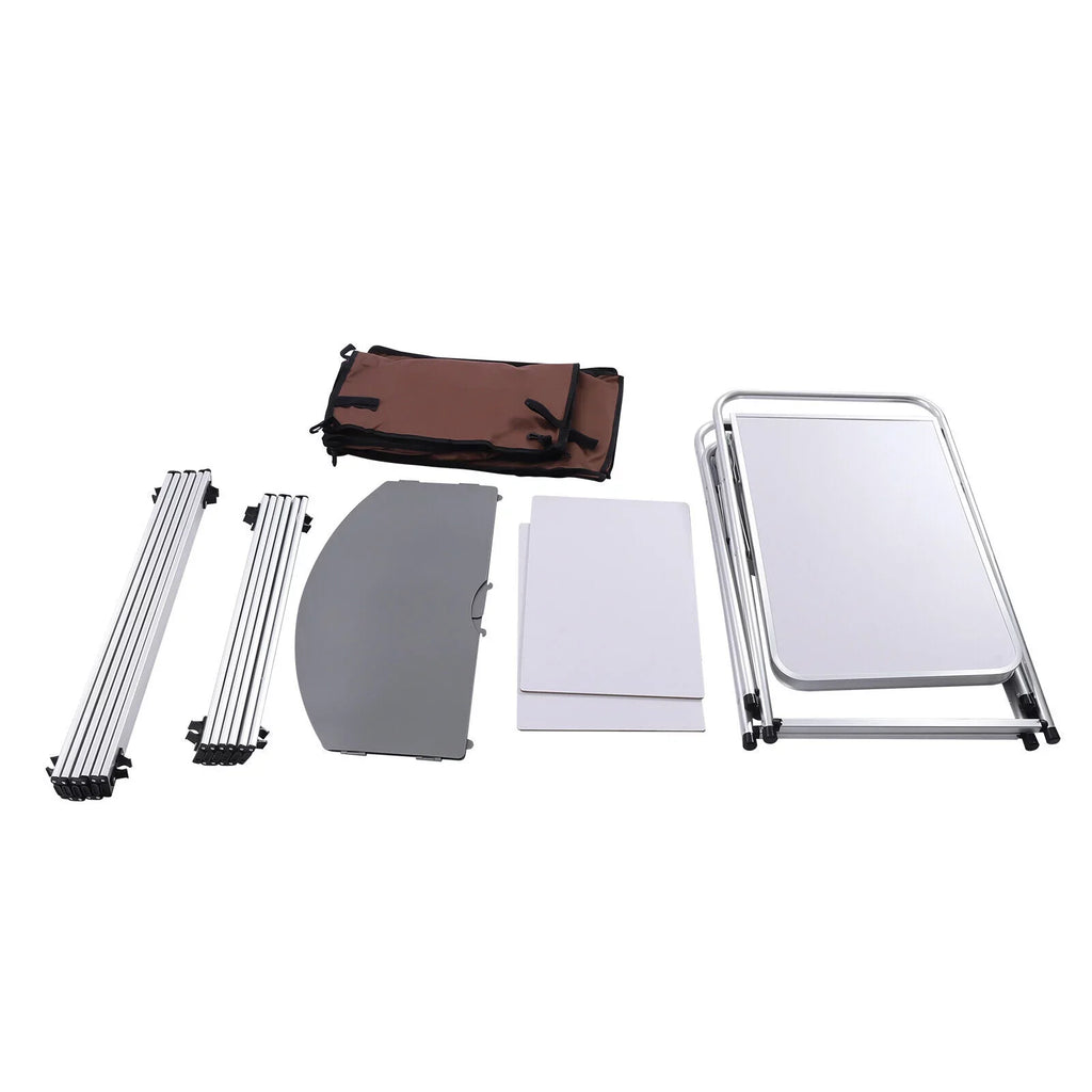 MONIPA Camping Kitchen Table Storage Cabinet Folding BBQ Grill Table Cupboard Shelf