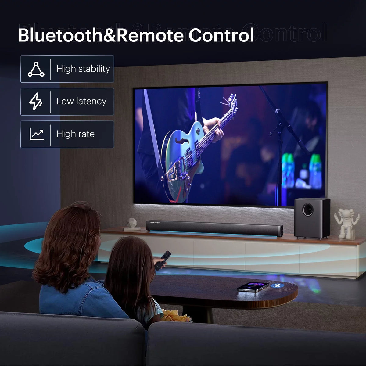 Thomson B206 Soundbar for TV, Bluetooth Speaker PC Soundbar , Home Cinema Sound System - Black