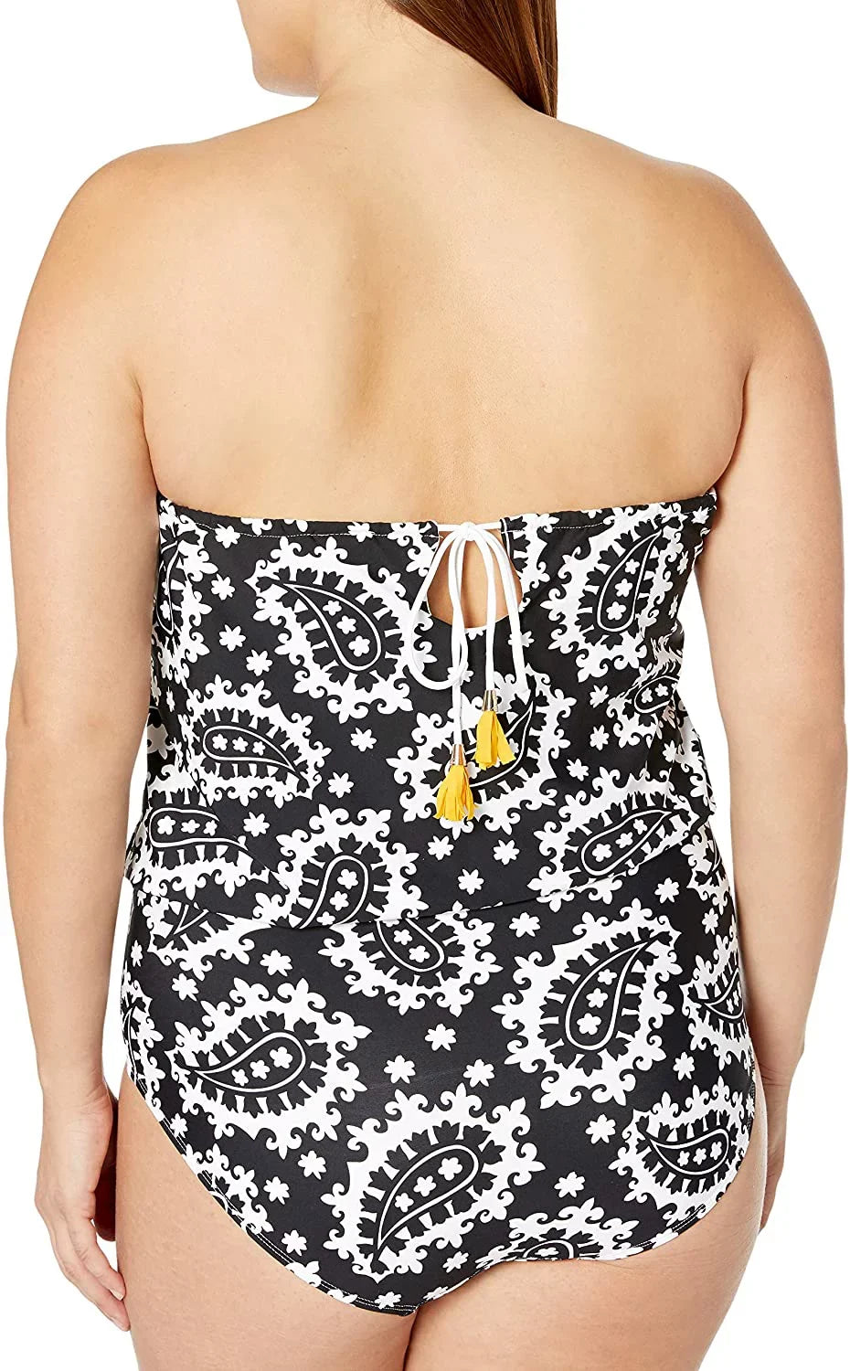 ANNE COLE Black/White Bandeau Blouson One Piece Swimsuit, US 20W, NWOT